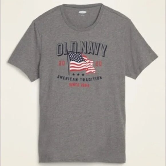 Old Navy 2020 U.S. Flag Graphic Tee GREY NWT Medium - Picture 1 of 3